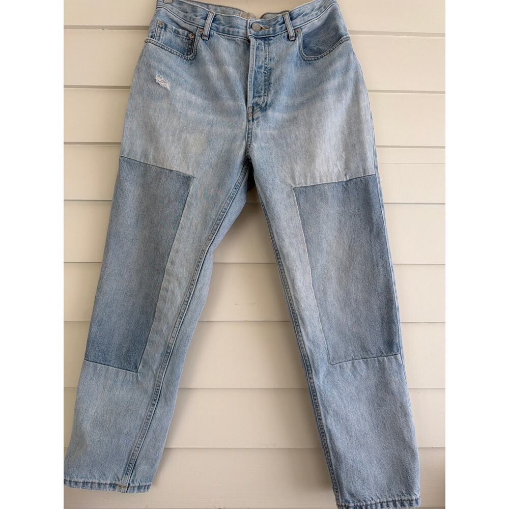 Everlane The 90s Cheeky Jean Patchwork Light Wash Distressed Cotton Denim 29